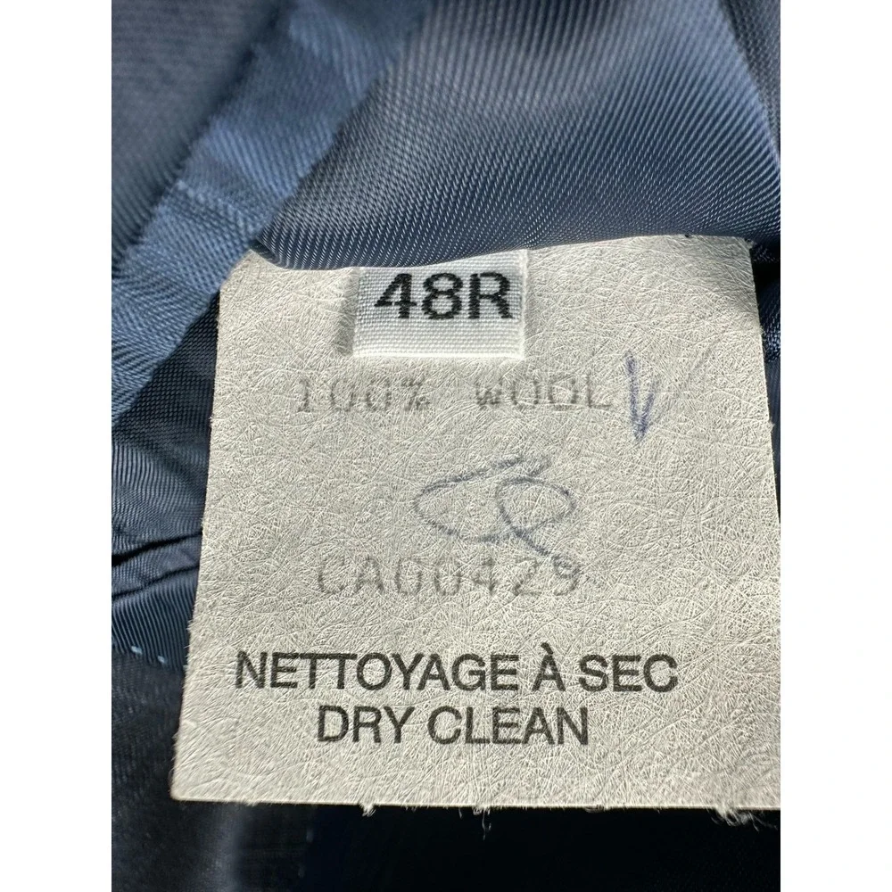 Peter Millar Blue Gray Checked Loro Piana Super 130s Wool Blazer Size 48R Mint